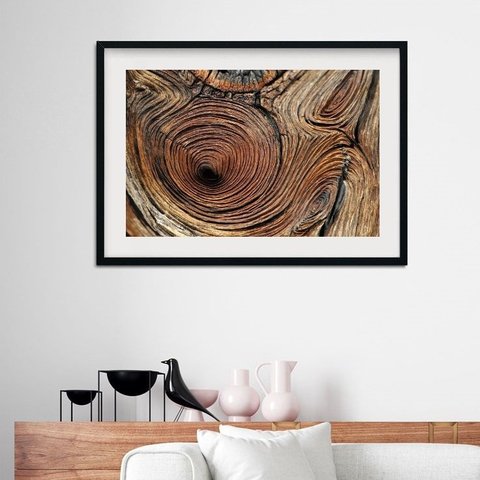 Quadro Horizontal Abstrato Madeira - 60x48cm:madeira Preta