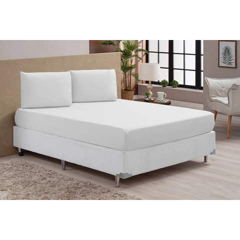 Jogo de Lençol Percal 180 Fios Casal Queen 3 Peças Branco