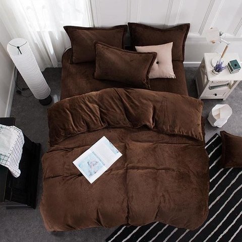 Jogo de Cama Solteiro Sued Marrom 5 Pç Edredom de 145x240cm