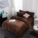 Ver imagem 2 de Jogo de Cama Solteiro Sued Marrom 5 Pç Edredom de 145x240cm