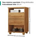 Ver imagem 3 de Mesa de Cabeceira 2 Gavetas 2 Nichos 45 cm Valente Plus Cedro Rudk