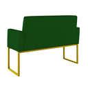 Ver imagem 4 de Kit Sofá 2 Lugares + 2 Poltronas Recepção Sala Base Dourada Cor:verde