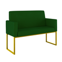Ver imagem 2 de Kit Sofá 2 Lugares + 2 Poltronas Recepção Sala Base Dourada Cor:verde