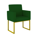Ver imagem 7 de Kit Sofá 2 Lugares + 2 Poltronas Recepção Sala Base Dourada Cor:verde