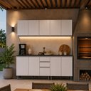 Ver imagem 1 de Cozinha Evidence 4 Peças com Balcão 120cm com Tampo e Balcão para Cooktop Poliman Móveis