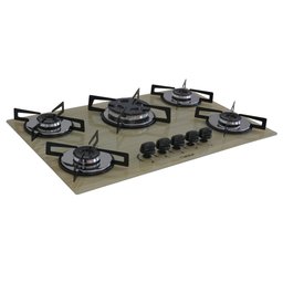 Fogão Cooktop Premium 5 bocas Tripla Chama 140 Amadeirado Claro Chamalar - 2 Fogão Cooktop Premium 5 bocas Tripla Chama 140 Amadeirado Claro Chamalar - 2