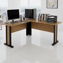 Ver imagem 2 de Mesa Escrivaninha de Canto para Escritório 160 Cm Me4195 Amendoa Preto Tecno Mobili Amendoa Preto