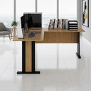 Ver imagem 5 de Mesa Escrivaninha de Canto para Escritório 160 Cm Me4195 Amendoa Preto Tecno Mobili Amendoa Preto