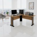 Ver imagem 6 de Mesa Escrivaninha de Canto para Escritório 160 Cm Me4195 Amendoa Preto Tecno Mobili Amendoa Preto