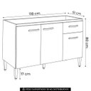 Ver imagem 4 de Balcão Gabinete para Pia sem Tampo 120cm 3 Portas e 1 Gaveta Gabriela Cinza - AJL Móveis