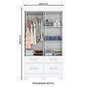 Ver imagem 5 de Guarda-roupa Solteiro Évora 2 Portas 4 Gavetas Flex Branco/rosa Chá Be25 - Pnr Móveis