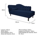 Ver imagem 4 de Kit Diva Recamier Juliana 185cm Lado Direito e 02 Poltronas Classic Suede Azul Marinho - Amarena Móv