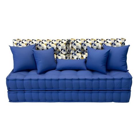 Futon Turco Duplo Azul Royal + Acessorios