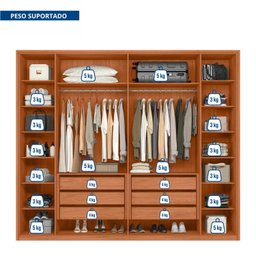 Guarda Roupa Casal 6 Portas Reflecta 4 Gavetas 100% MDF Freijó New Reflex - 7