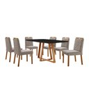 Ver imagem 1 de Conjunto Sala de Jantar Mesa Florença 160x90cm Preto com 6 Cadeiras Dallas Veludo Cinza
