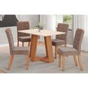 Ver imagem 1 de Conjunto: Mesa Sala Jantar Lins C/ Tampo Reto Madeirado 120x80cm e 4 Cadeiras Esther Nature/linho