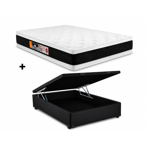 Cama Bau Casal Preto Colchão Casal Black e White Air Double Face D45 138x188 - Castor
