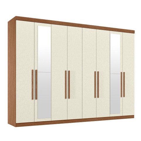 Guarda Roupa Roupeiro Casal Espelhos 8 Portas 4 Gavetas Master New 8.4 Jatoba Areia Santos Andirá