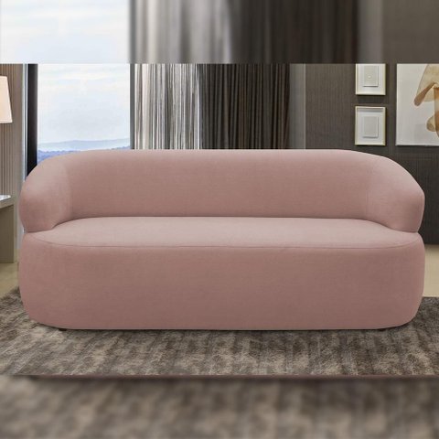 Sofá Carmen F04 3 Lugares 170cm Rosê Veludo Lyam Decor