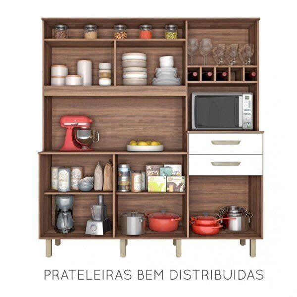 Armário de Cozinha 5 Portas 2 Gavetas Smart Nesher Móveis - 4