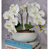 Arranjo Com 4 Orquídeas Branca Vaso Ceramica 28cm - 1