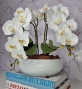 Ver imagem 1 de Arranjo Com 4 Orquídeas Branca Vaso Ceramica 28cm