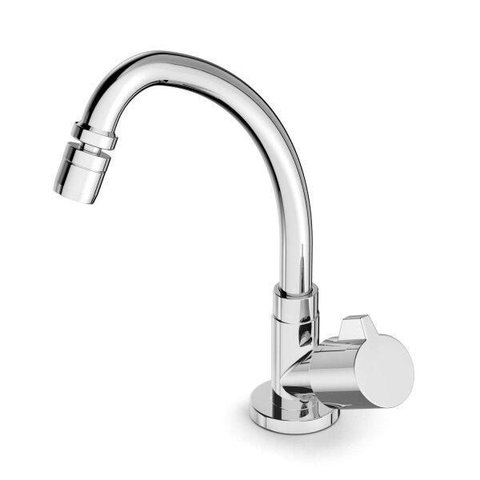 Torneira para Cozinha de Mesa Bica Alta Móvel com Arejador Articulado Fit Celite Cinza/Cromada
