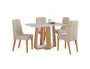 Ver imagem 1 de Conjunto Sala de Jantar Mesa Sintonia 120 Tampo Vidro Off White com 4 Cadeiras Luar - Lopas Amendoa