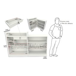 Balcão Caixa L M5 Mdp Atendimento Recepção Loja Vallet - Branco - 4