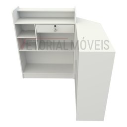 Balcão Caixa L M5 Mdp Atendimento Recepção Loja Vallet - Branco - 3