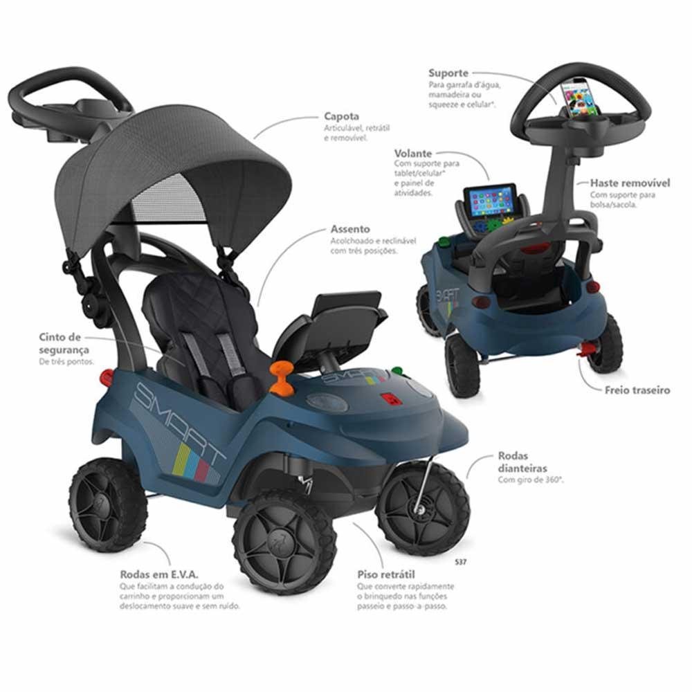 Carrinho de Passeio e Andador - Smart Baby Comfort 360 - Azul - Bandeirante - 8