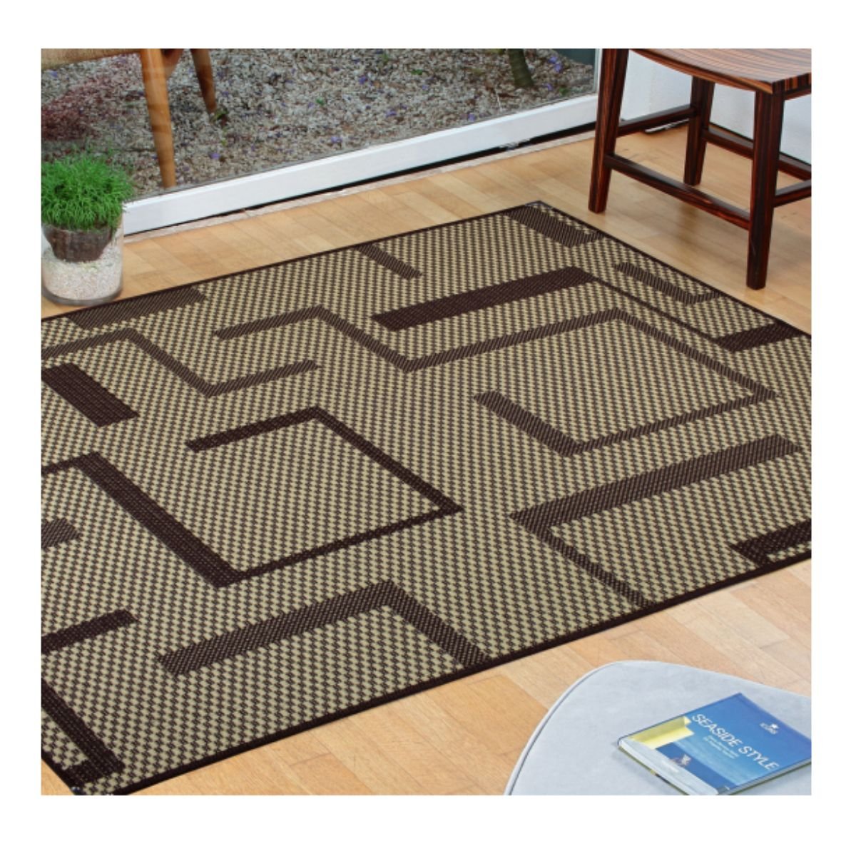 Tapete para Sala 1,00m x 1,50m Sisal Antiderrapante Sem Pelo Lâncer - 589 TABACO