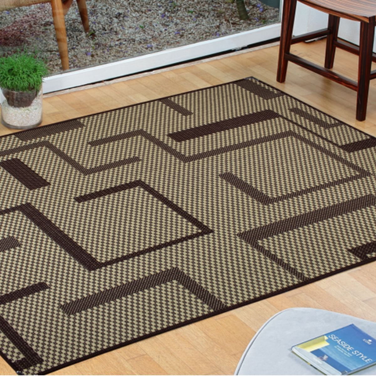 Tapete para Sala 1,00m x 1,50m Sisal Antiderrapante Sem Pelo Lâncer - 589 TABACO - 2