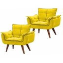 Ver imagem 1 de Kit 02 Poltronas Opala Suede Amarelo Pés Palito