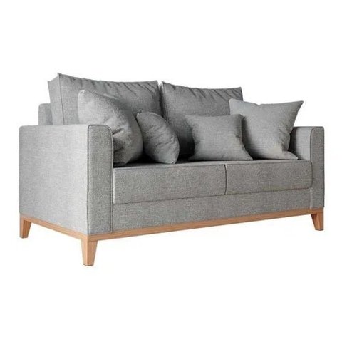 Sofá Poltrona 2 Lugares Beny Base Madeira Linho Grafite - Fm