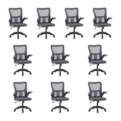 Kit 10 Cadeiras de Escritório Diretor Baltimore com Sistema Relax Preto Rivatti