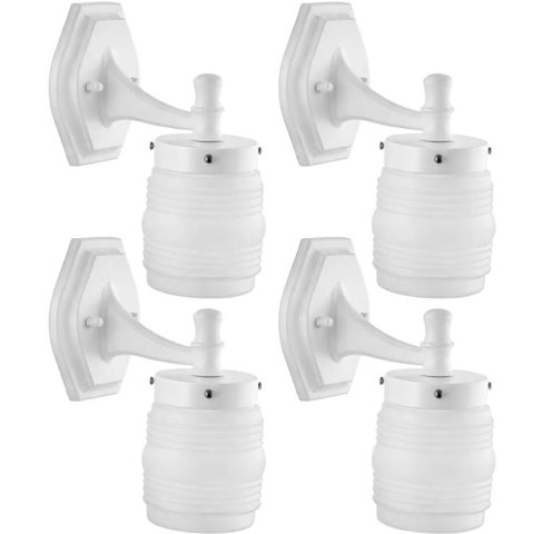 Kit 4 Luminárias de Parede Brancas Jardins com Globo Quintais Entradas Caminhos Bivolt E27 Dital