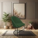 Ver imagem 2 de Kit 06 Cadeiras Poltrona de Jantar Bela Suede Verde Base Metálica Industrial Preto - Pallazio