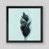 Quadro Floral Leaves Monocromático Verde - 20x20cm - Moldura Padrão Preto - 1