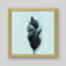 Quadro Floral Leaves Monocromático Verde - 30x30cm - Moldura Caixa Madeira - 1
