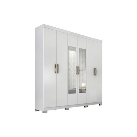 Guarda Roupa Casal 6 Portas e 3 Gavetas C- Espelho Clara Branco