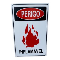 Kit Combo 2 Placa de Sinalização Perigo Inflamavel 20x30 Cm - 2