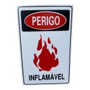 Ver imagem 2 de Kit Combo 2 Placa de Sinalização Perigo Inflamavel 20x30 Cm