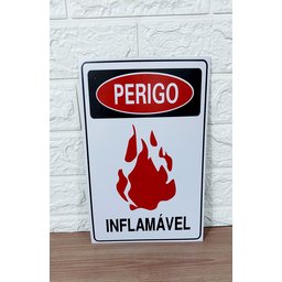 Kit Combo 2 Placa de Sinalização Perigo Inflamavel 20x30 Cm - 5