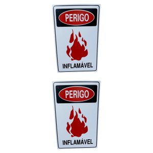 Kit Combo 2 Placa de Sinalização Perigo Inflamavel 20x30 Cm