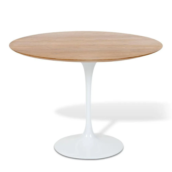 Mesa de Jantar Tulipa Saarinen Redonda 80 Cm Tampo Freijó Linn Design Decor Branco - 1