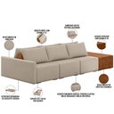 Ver imagem 4 de Sofá Ilha Modular para Sala 342cm com Puff Dublin K01 Linho Bege Sintético Caramelo - Lyam Decor
