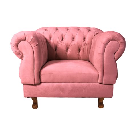 Poltrona Elisabeth Chesterfield Capitone Suede Rosa Decorativa / Sala, Tv, Estar, Recepção
