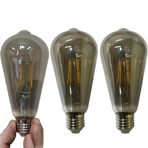 Lampada Led Multi Filamento 30w Fume Luz Kit 3 Uni Iluminaçao Casa Quarto Sala Garagem Branco