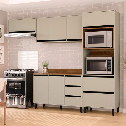 Cozinha Completa Koya 8 Portas 4 Gavetas 40250041 Verde Oliva - Politorno